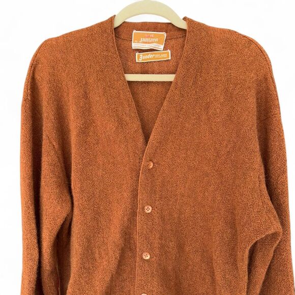 VTG 60s/70s Jantzen 3 Under Dave Marr Grandpa Cardigan burnt orange Sz XL - Picture 4 of 9